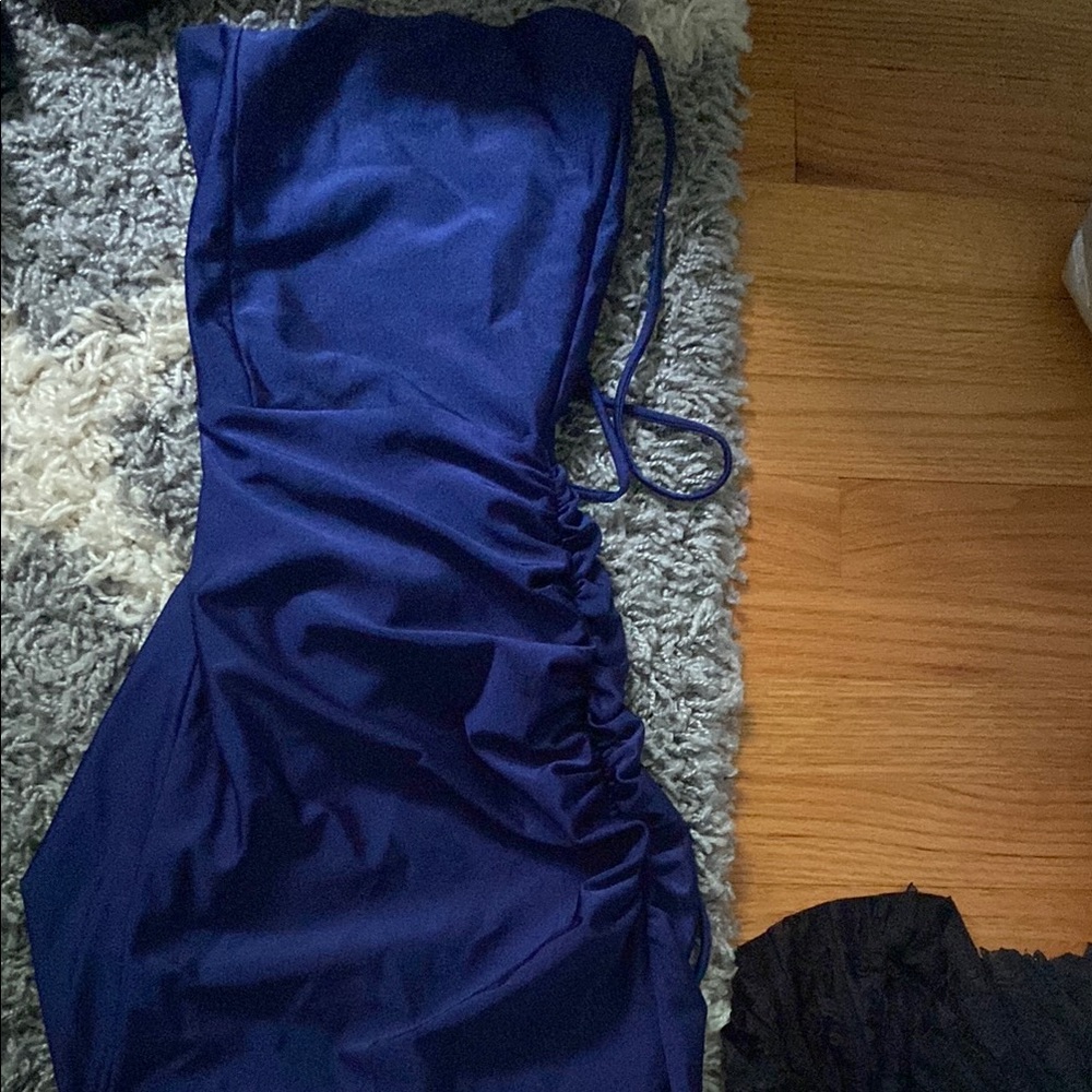 Elegant Blue Ruched Dress